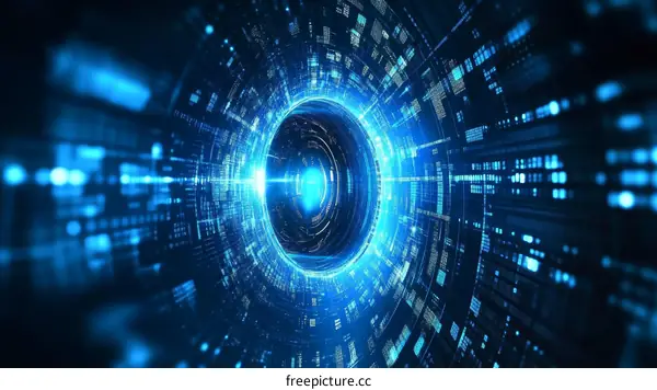 Abstract Futuristic Digital Tunnel