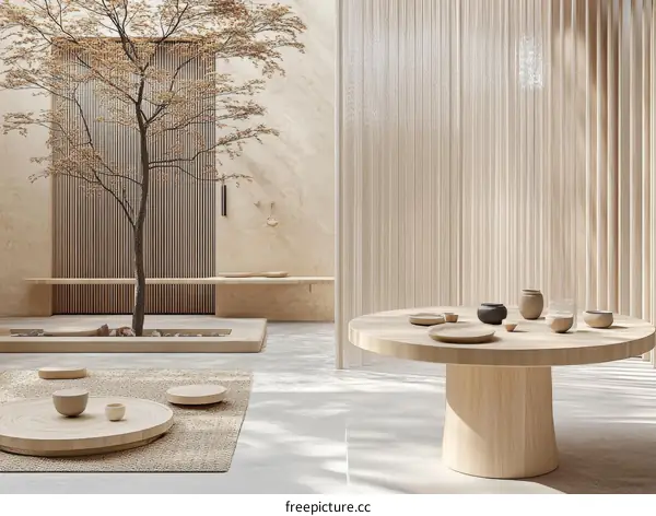 Modern Minimalist Interior Design with Wooden Furniture