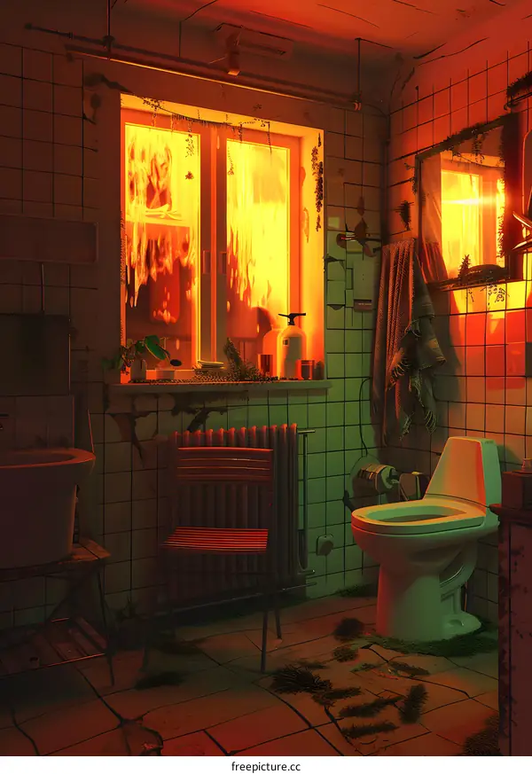 Fire Escape in an Abandoned Bathroom