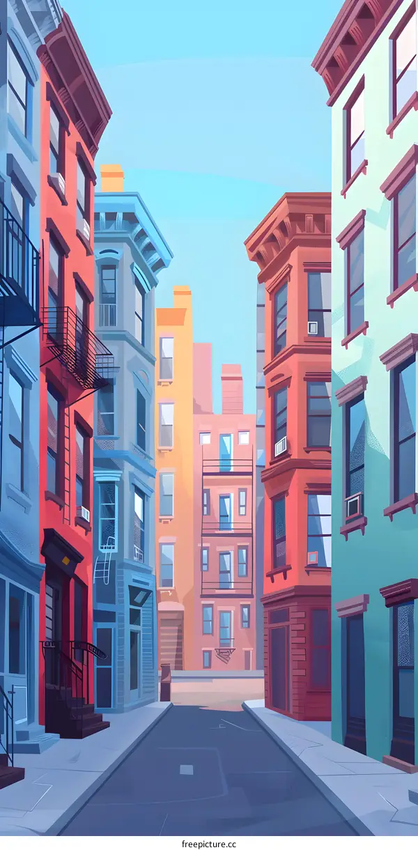 Colorful City Street Illustration