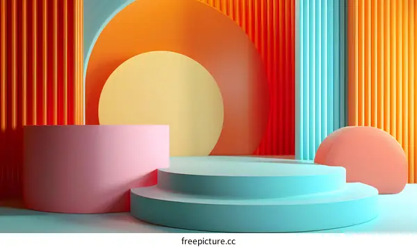 Geometric shapes and cylinders combined geometric shapes