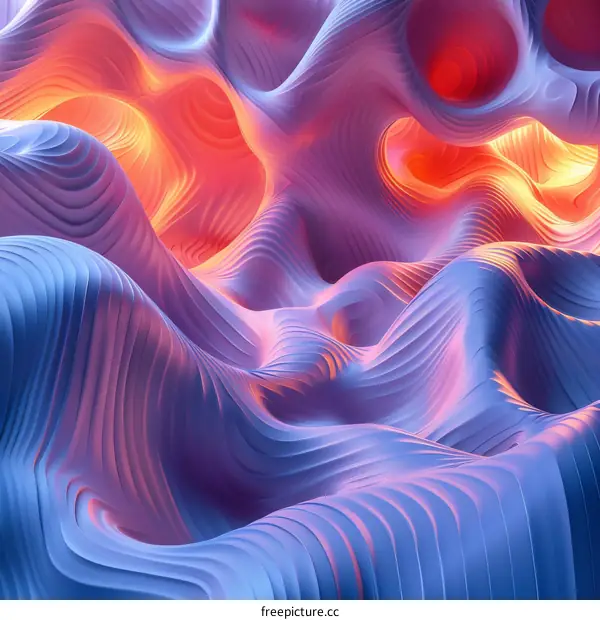 Abstract 3D Landscape with Glowing Red Center