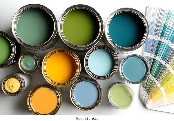 Assorted Paint Cans and Color Chart