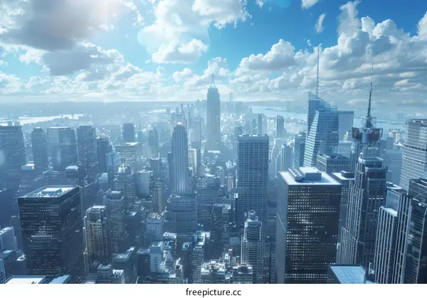 New York City Skyline with Sunlight