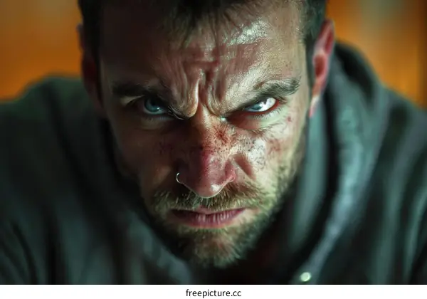 Close-up Angry Male Portrait