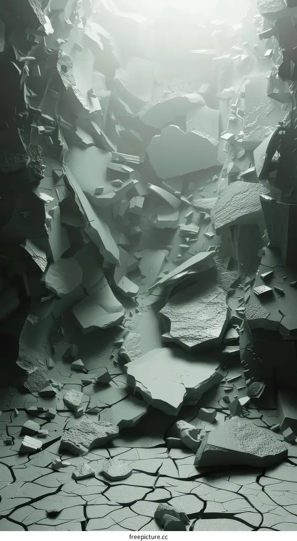 Cracked Earth with Large Rocks and Debris