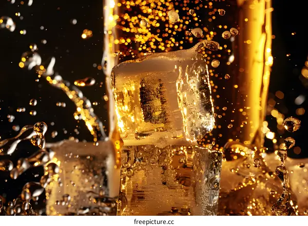 Ice Cubes In Sparkling Water