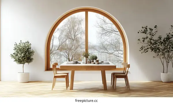 Modern Scandinavian Dining Room Interior Illustration