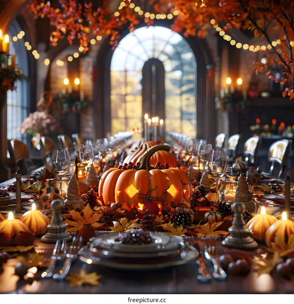 Halloween Pumpkin Banquet Dinning Table