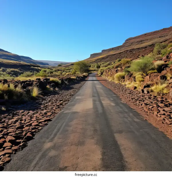 Winding Road Through a Rocky Desert