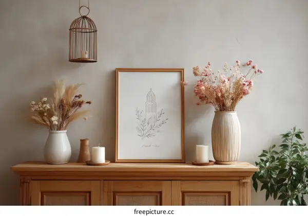 Minimalist Floral Interior Design Illustration