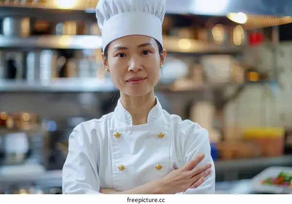 Portrait of a confident female chef in a commercial kitchen