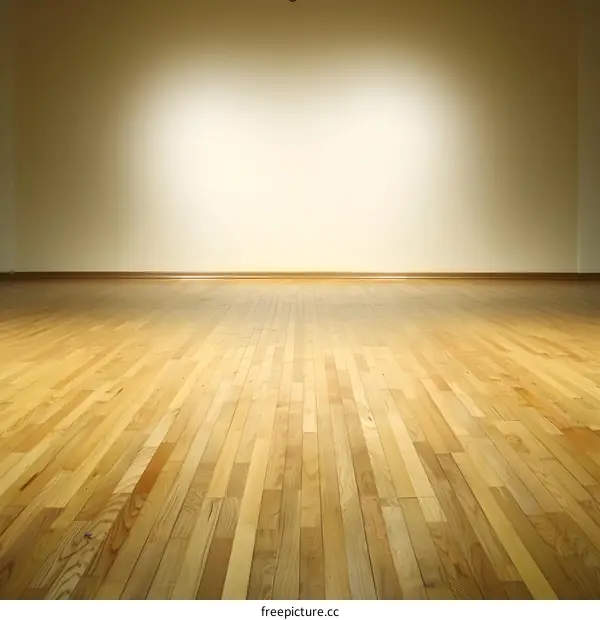 Empty Room with Hardwood Floor and Light Shining from Above