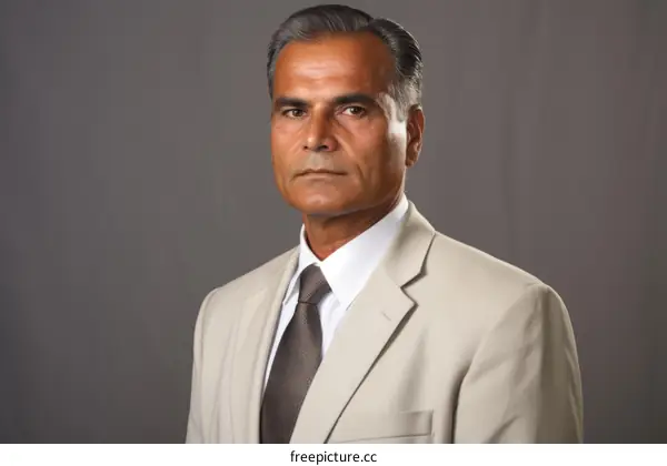 Headshot of a serious looking man in a suit and tie