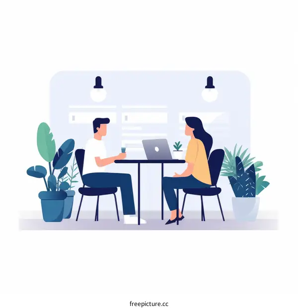 Two People Talking at a Table