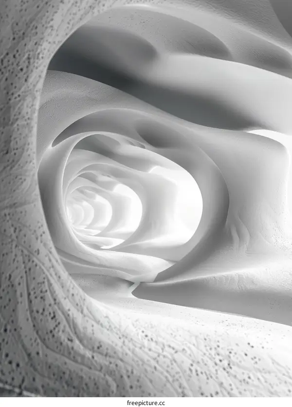 Winding Cave Passage in Black and White