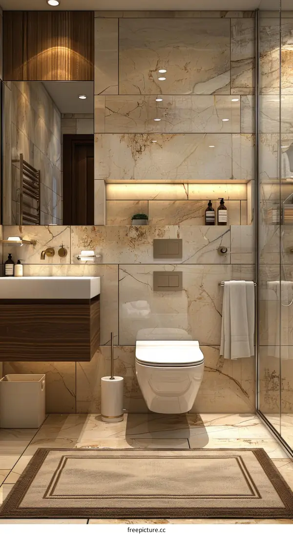 Modern Elegant Bathroom Design with Stone Tiles