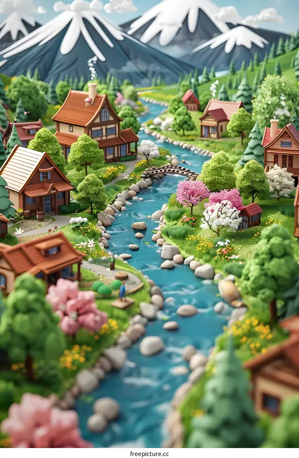 A beautiful landscape with a river running through a valley