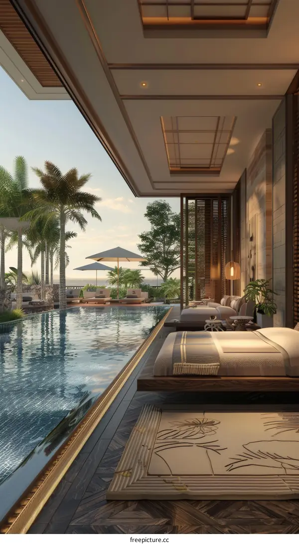 Luxury Poolside Bedroom Interior Design
