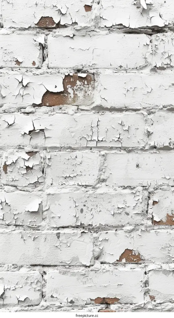 White brick wall texture with peeling paint