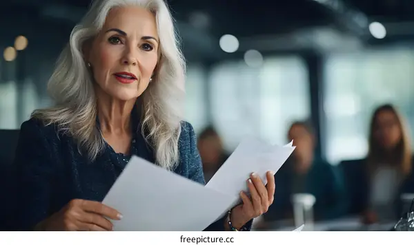 Confident Business Woman Leading Presentation in Office Meeting