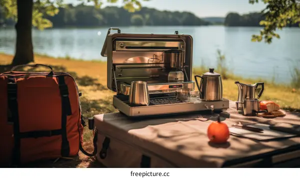 Portable Coffee Maker for Camping by the Lake
