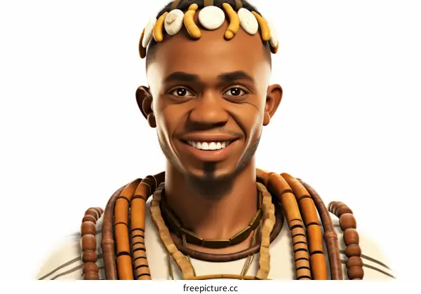 Portrait of a smiling African man wearing traditional clothing