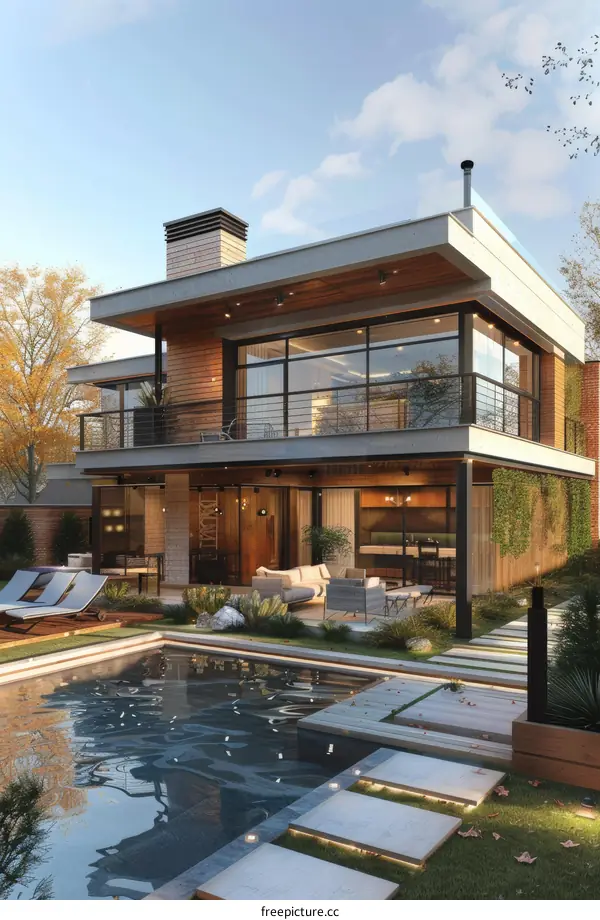 Modern Contemporary House with Pool and Landscaping