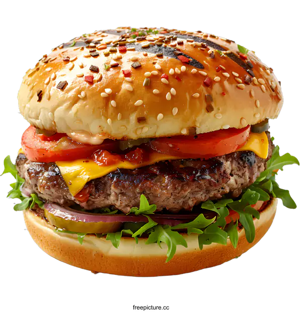 [Transparent Background PNG]Delicious cheeseburger on white background