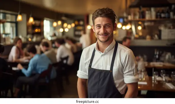 Portrait of a male chef smiling in a restaurant
