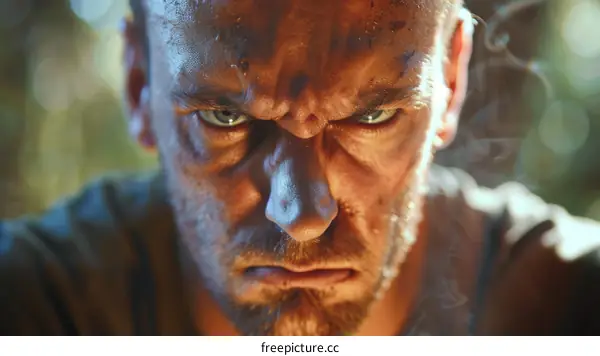 Close-up Angry Man Face Portrait