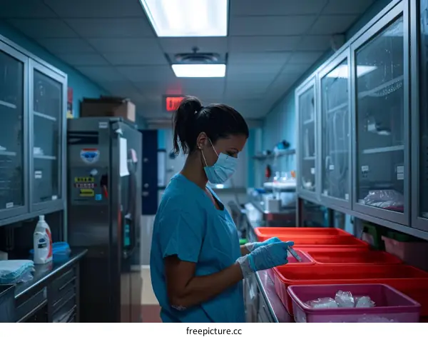 Scientist wearing a mask working in a lab