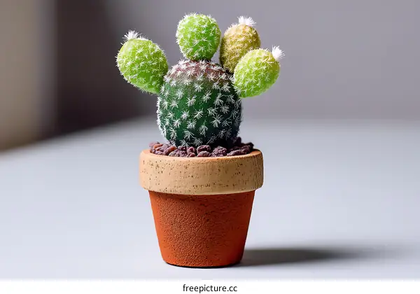 Miniature Cactus Plant in Terracotta Pot
