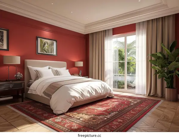 Elegant Red Bedroom Interior Design