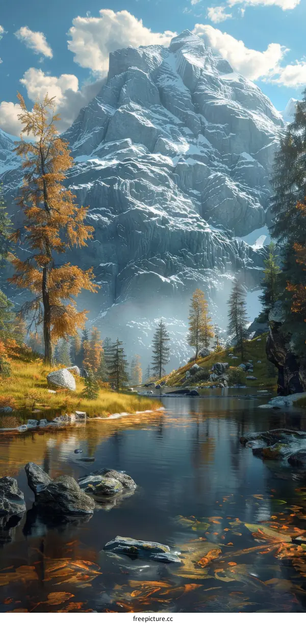 Stunning Mountain Scenery with River Flowing Through Valley