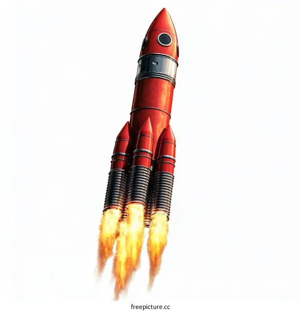 Red Rocket Launching into Space