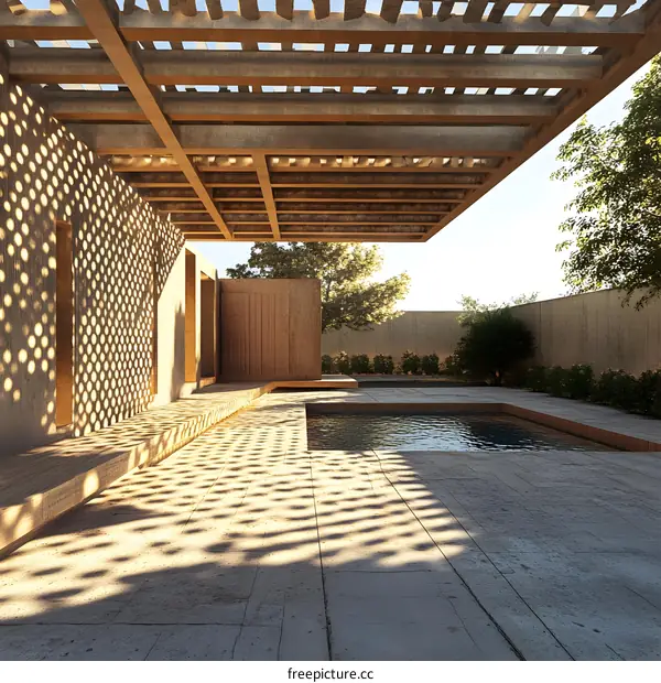 Modern Architecture Design with Pergola and Swimming Pool