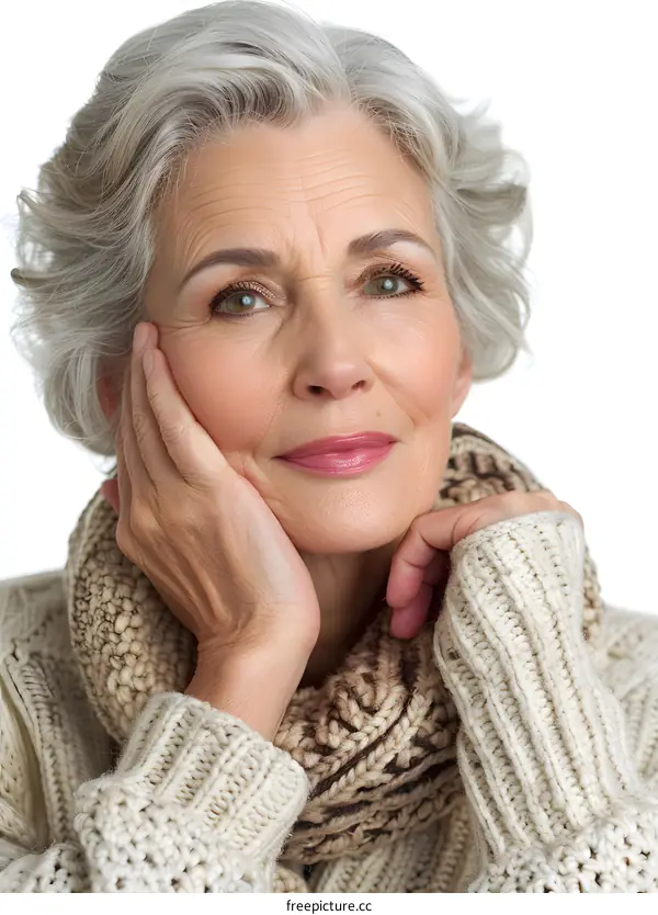 Portrait of a Senior Woman with Grey Hair