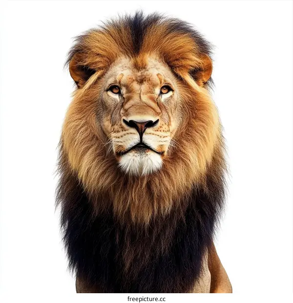 Majestic Lion Portrait Against White Background