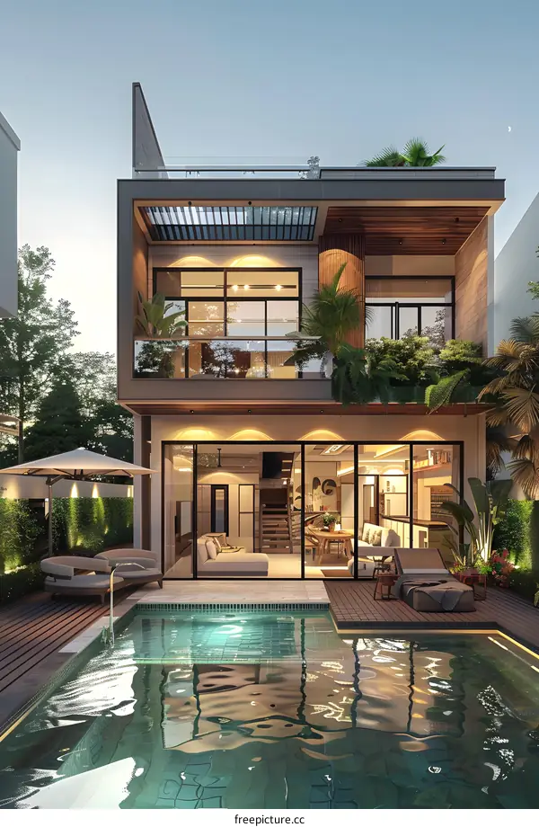 A Modern House with a Pool