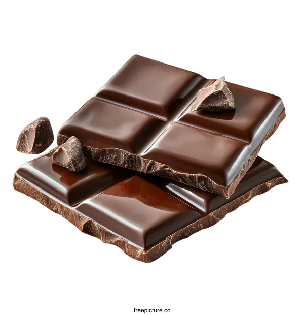 [Transparent Background PNG]Close-up of Dark Chocolate Bar Pieces