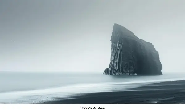 Black rock formation in the middle of the ocean