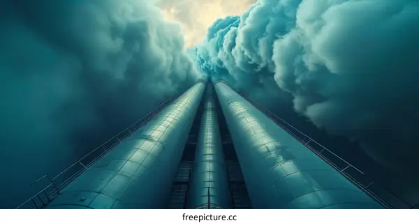 Industrial Pipes Belching Smoke: Pollution and Climate Change