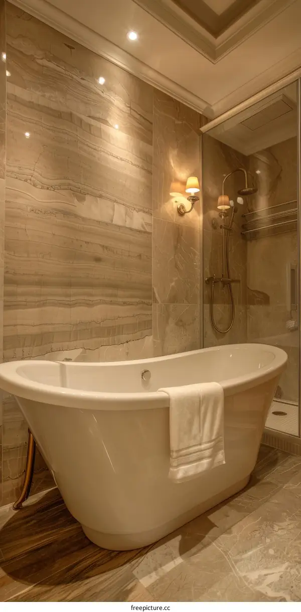 Luxury Modern Elegant Bathroom with Freestanding Tub