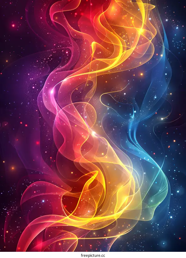 Colorful abstract painting with vibrant swirls of color