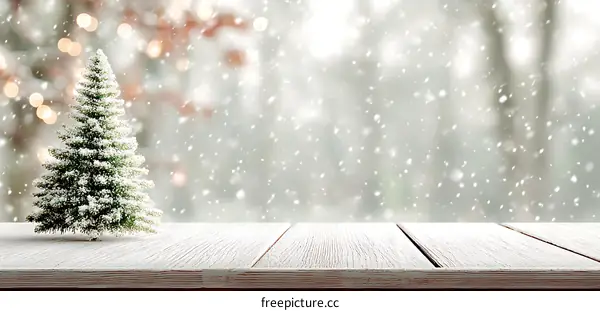 Winter Wonderland Christmas Tree on a Wooden Table