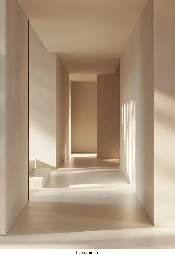 Minimalist Modern Interior Design Hallway With Sunlight