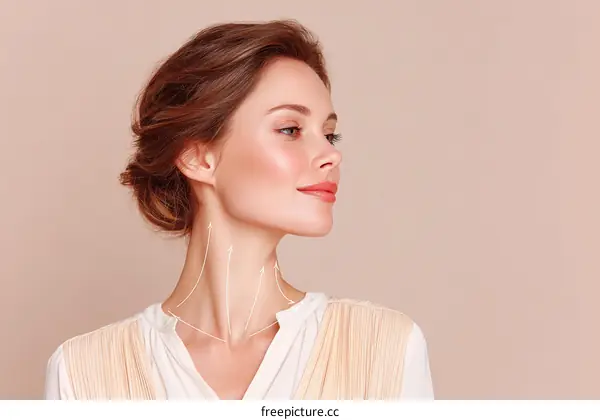 Beautiful Woman Profile View with Neck Line Enhancement Illustration