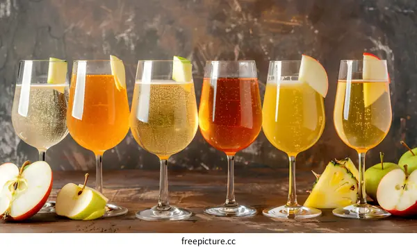 Apple Cider and Pineapple Slices with Sparkling Wine