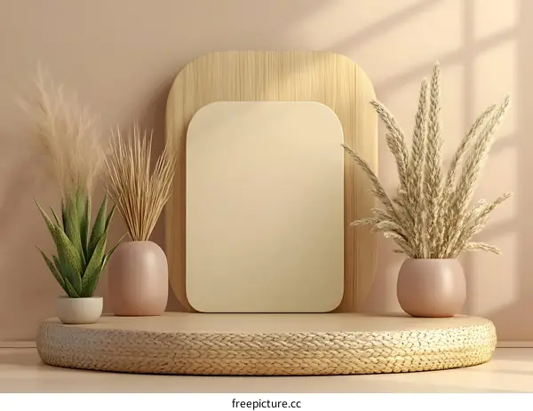 Minimalist Product Display Platform With Plants